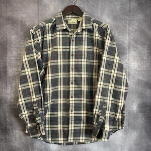 LL Bean Plaid Flannel Button Up Shirt Mens XL Reg Cotton‎ Polyester G 033